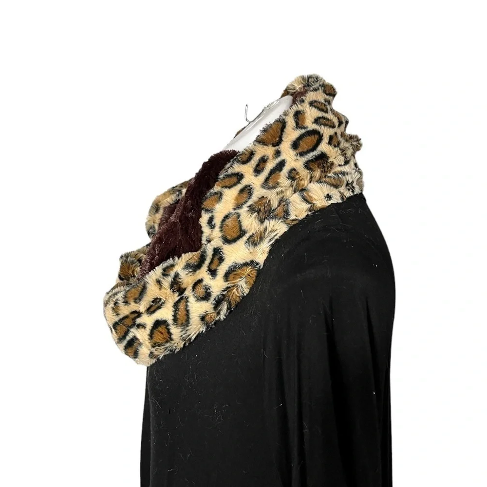 Faux Fur Animal Print Infinity Scarf Brown or Black New